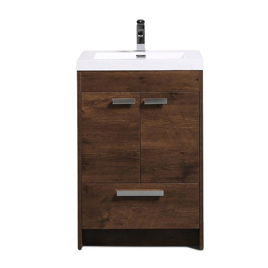 Eviva Lugano 30” x 36” Rosewood Bathroom Vanity With White Single Integrated Acrylic Top