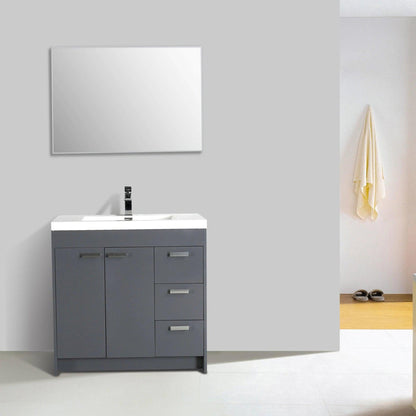 Eviva Lugano 36” x 36” Gray Bathroom Vanity With White Single Integrated Acrylic Top