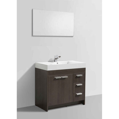 Eviva Lugano 36” x 36” Gray Oak Bathroom Vanity With White Single Integrated Acrylic Top