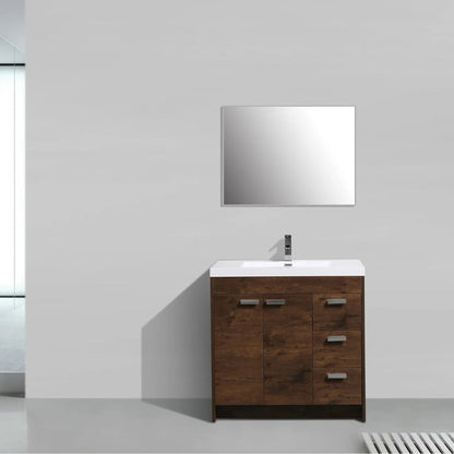 Eviva Lugano 36” x 36” Rosewood Bathroom Vanity With White Single Integrated Acrylic Top