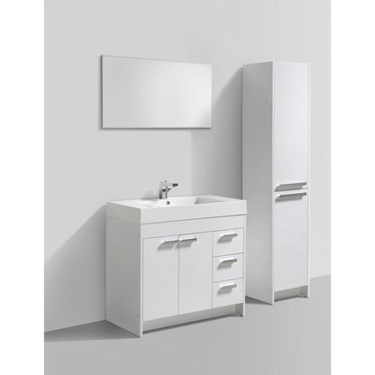 Eviva Lugano 36” x 36” White Bathroom Vanity With White Single Integrated Acrylic Top