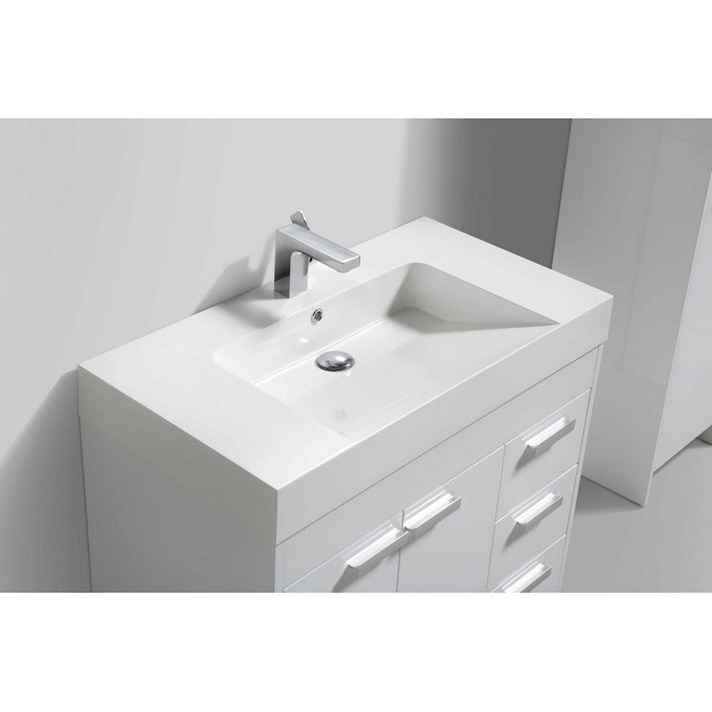 Eviva Lugano 36” x 36” White Bathroom Vanity With White Single Integrated Acrylic Top