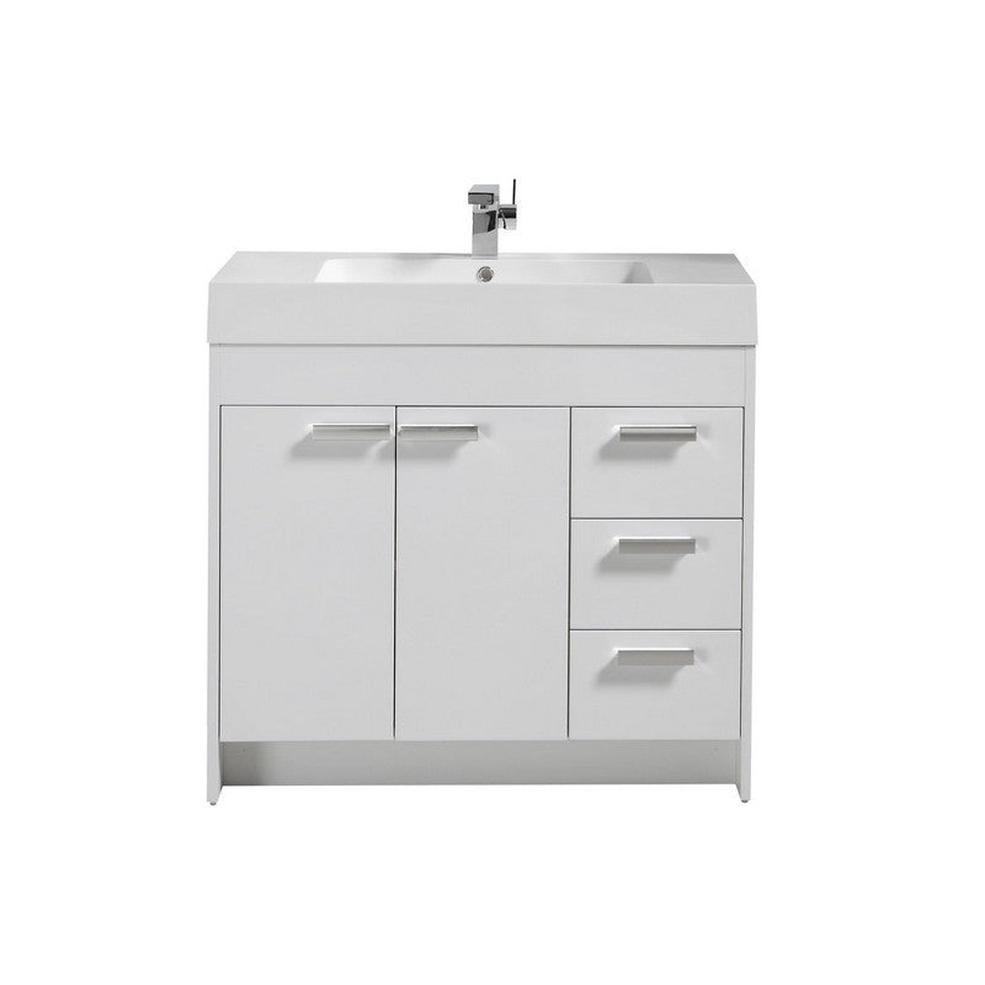 Eviva Lugano 36” x 36” White Bathroom Vanity With White Single Integrated Acrylic Top