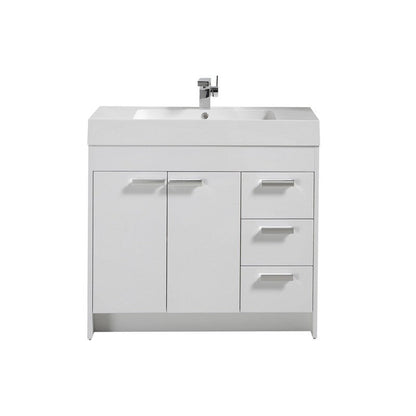 Eviva Lugano 36” x 36” White Bathroom Vanity With White Single Integrated Acrylic Top