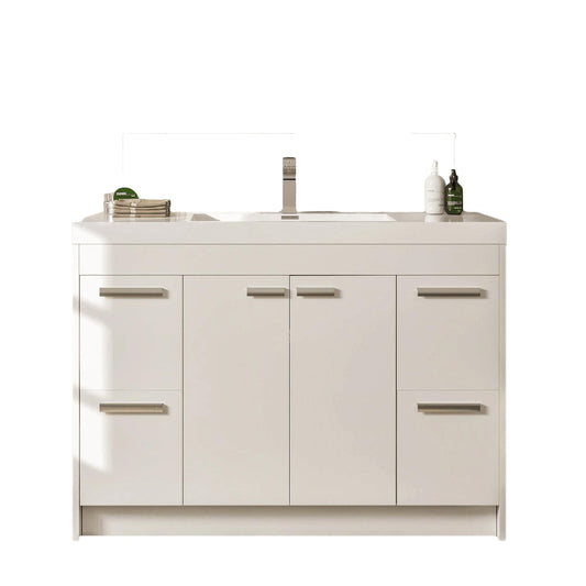 Eviva Lugano 42” x 35.5” White Bathroom Vanity With White Single Integrated Acrylic Top