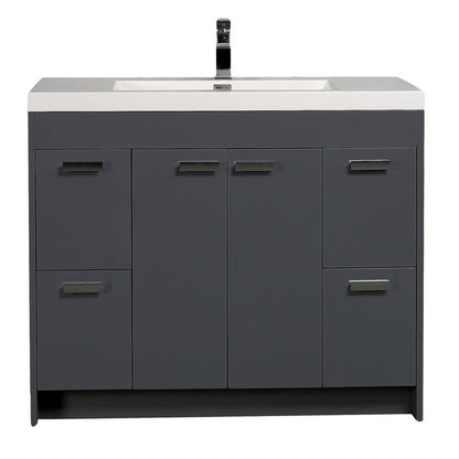 Eviva Lugano 42” x 36” Gray Bathroom Vanity With White Single Integrated Acrylic Top