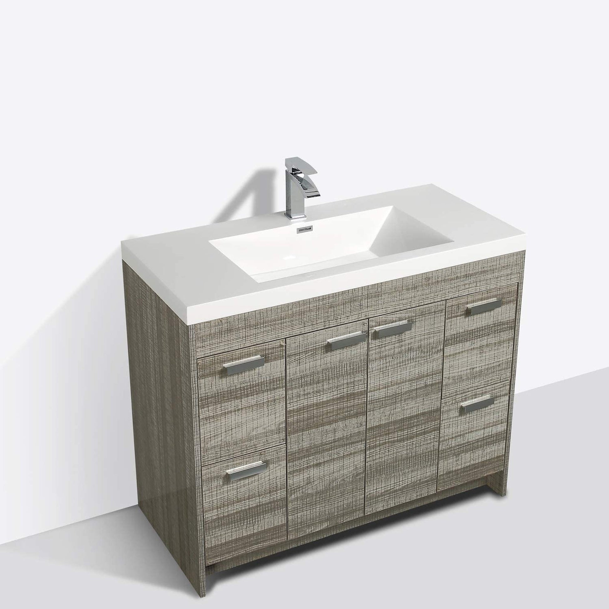 Eviva Lugano 48” x 36” Ash Bathroom Vanity With White Single Integrated Acrylic Top