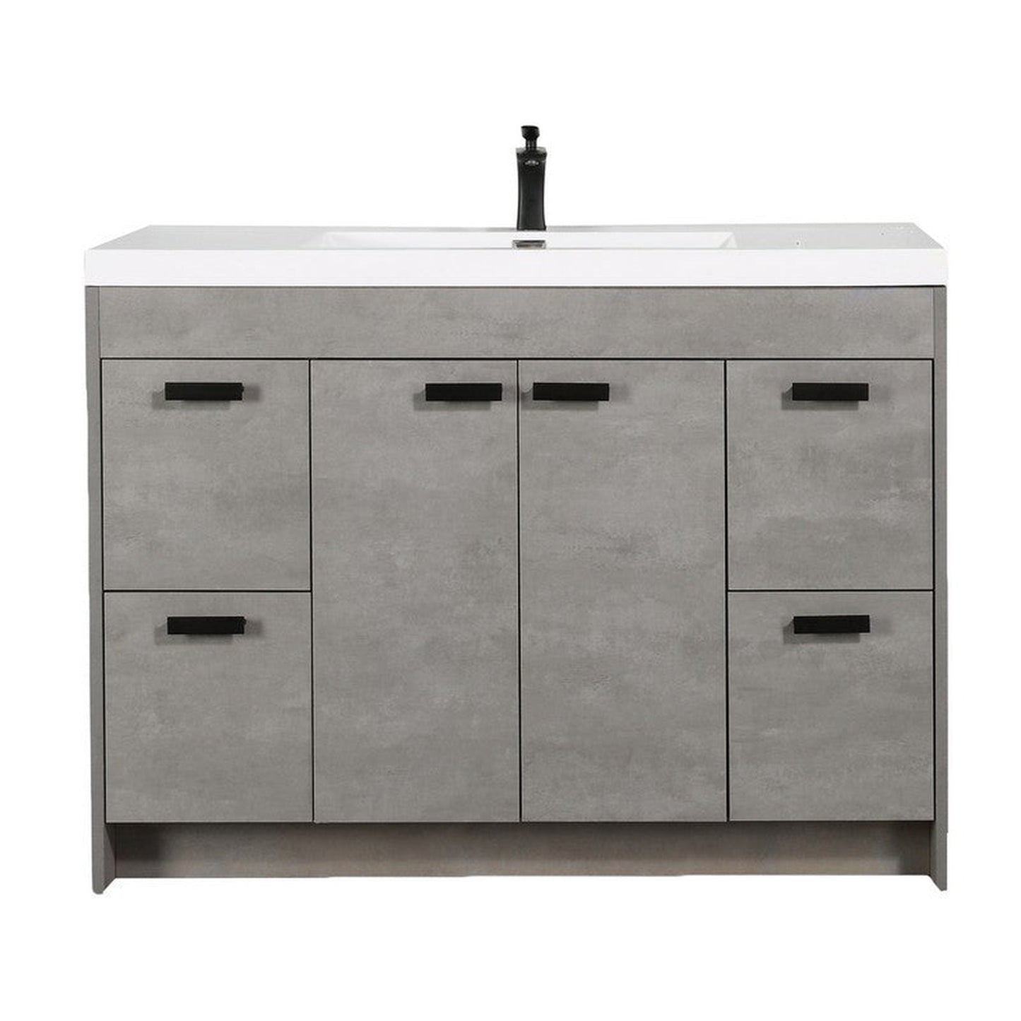 Eviva Lugano 48” x 36” Cement Gray Bathroom Vanity With White Single Integrated Acrylic Top