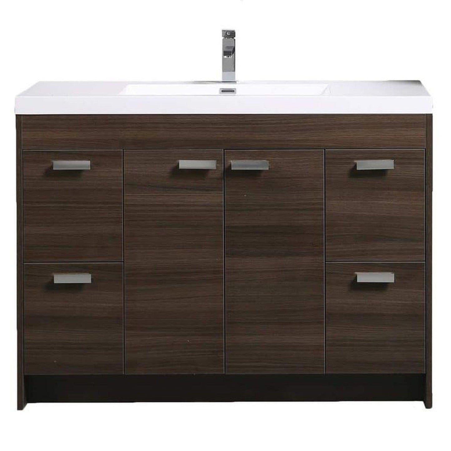 Eviva Lugano 48” x 36” Gray Oak Bathroom Vanity With White Single Integrated Acrylic Top