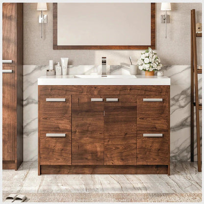 Eviva Lugano 48” x 36” Rosewood Bathroom Vanity With White Single Integrated Acrylic Top