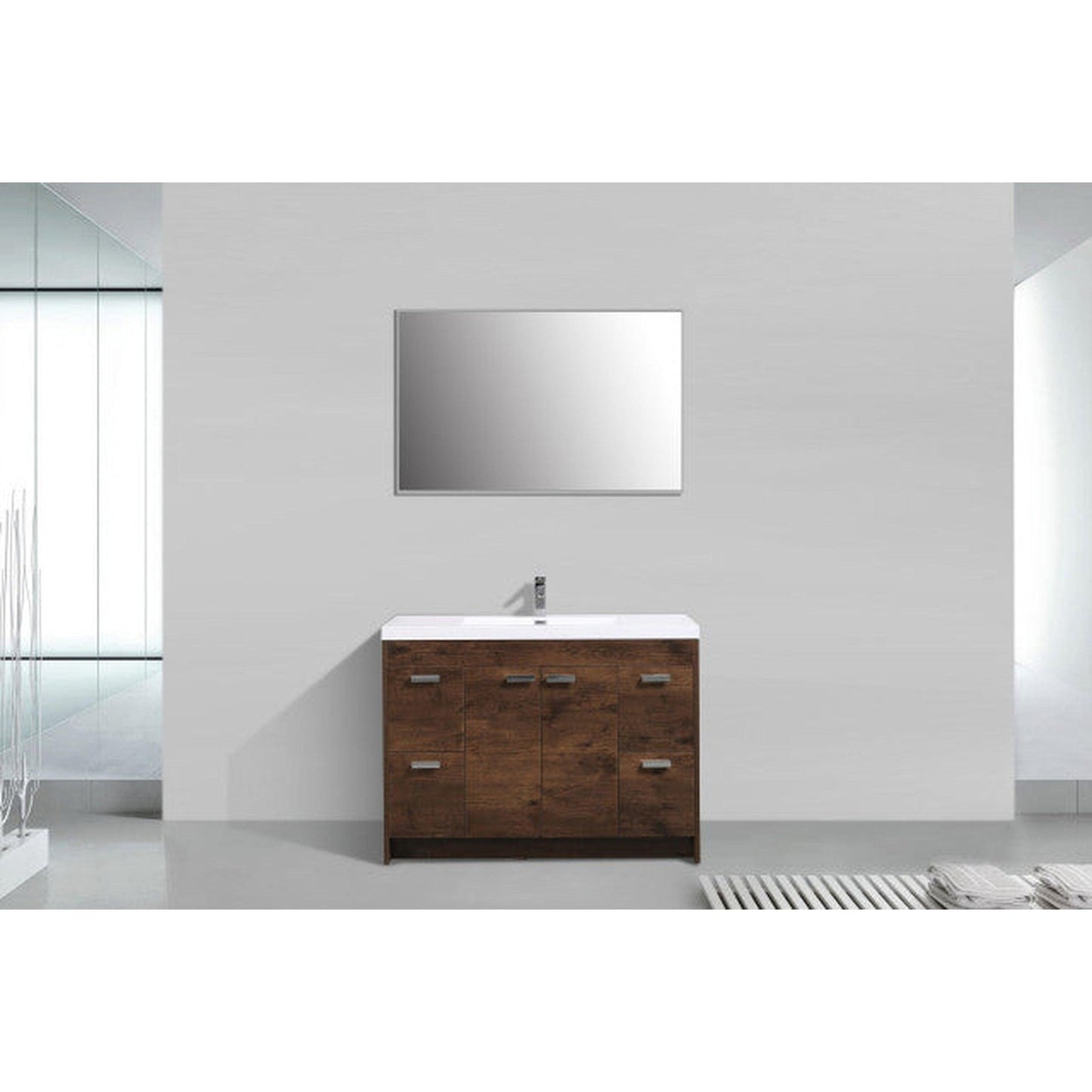 Eviva Lugano 48” x 36” Rosewood Bathroom Vanity With White Single Integrated Acrylic Top