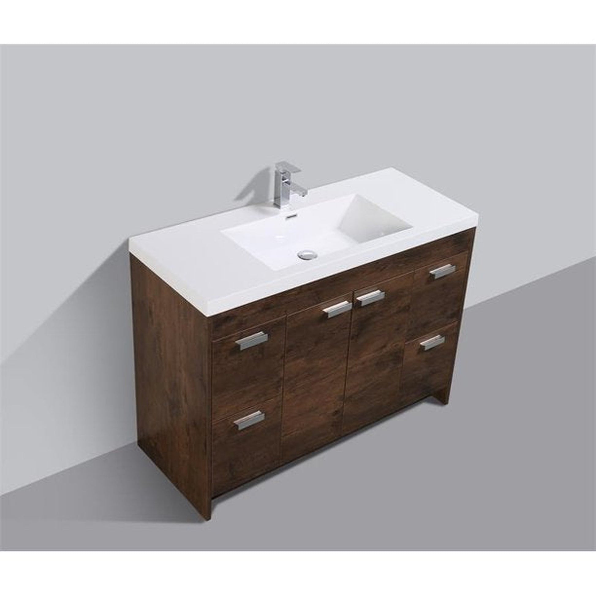 Eviva Lugano 48” x 36” Rosewood Bathroom Vanity With White Single Integrated Acrylic Top