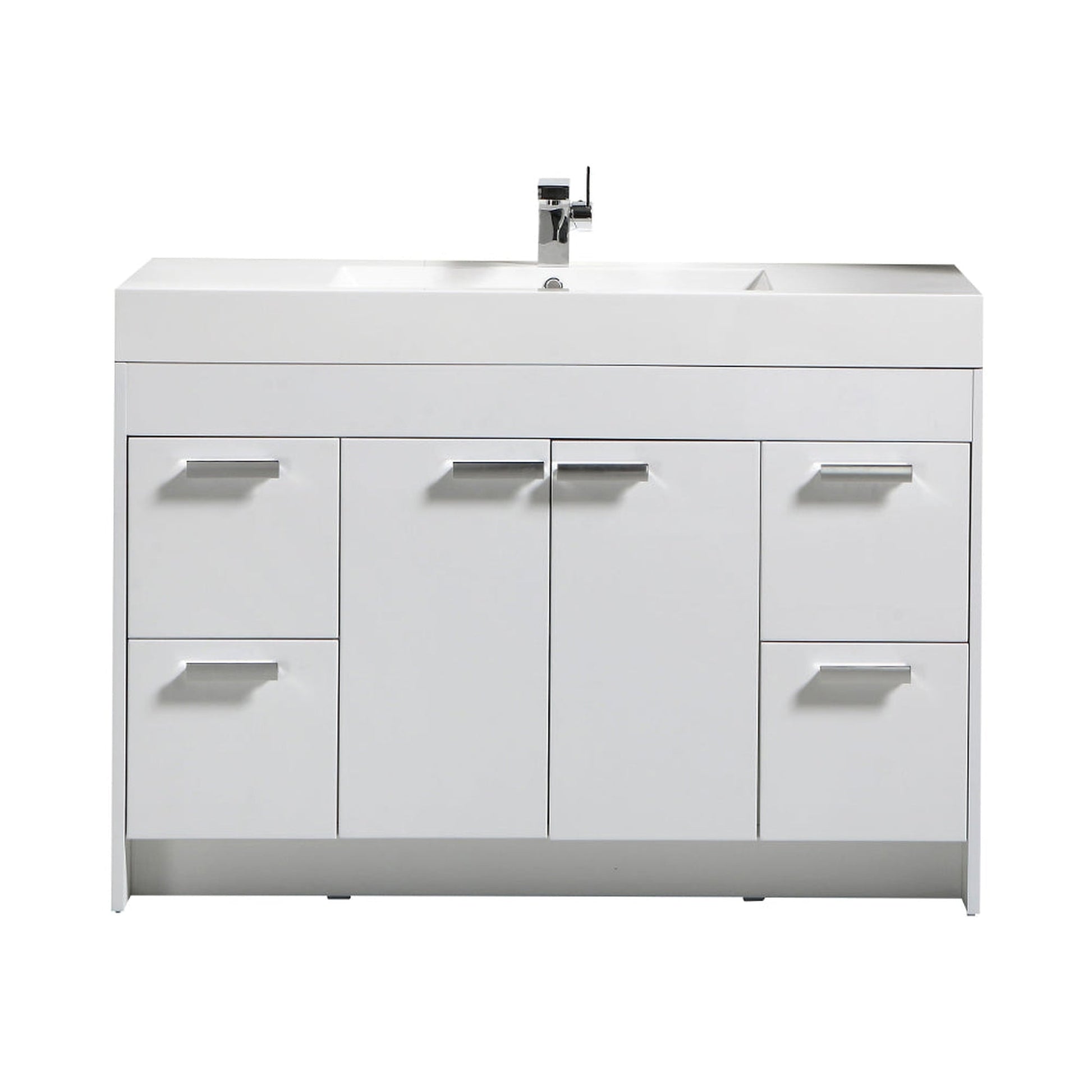 Eviva Lugano 48” x 36” White Bathroom Vanity With White Single Integrated Acrylic Top