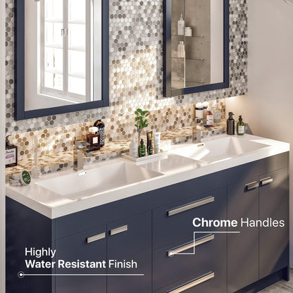 Eviva Lugano 72" x 35.5" Gray Bathroom Vanity With White Acrylic Top & Double Integrated Sink