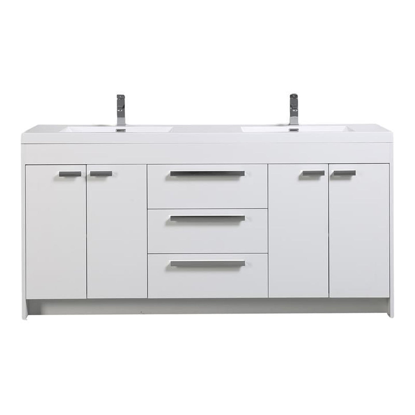 Eviva Lugano 72" x 36" White Bathroom Vanity With White Acrylic Top & Double Integrated Sink