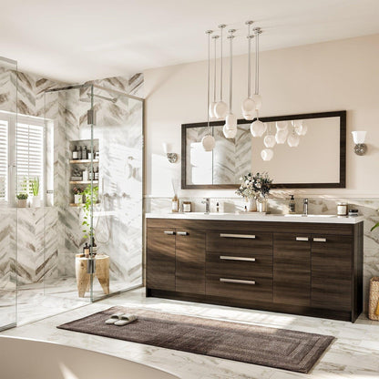 Eviva Lugano 84" x 36" Gray Oak Bathroom Vanity With White Acrylic Top & Double Integrated Sink