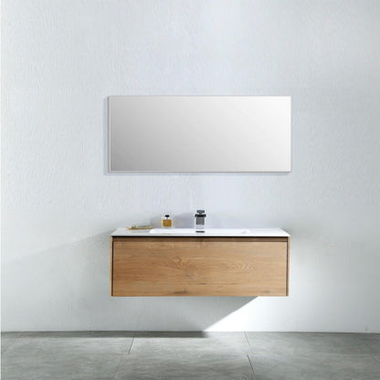 Eviva Madeira 24" x 19" Oak Wall-Mounted Bathroom Vanity With White Integrated Acrylic Sink