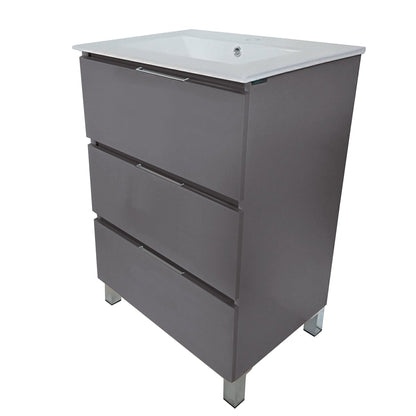 Eviva Malmo 20" x 34" Gray Freestanding Bathroom Vanity With White Integrated Porcelain Sink