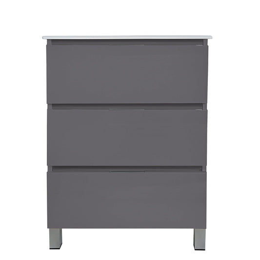 Eviva Malmo 20" x 34" Gray Freestanding Bathroom Vanity With White Integrated Porcelain Sink