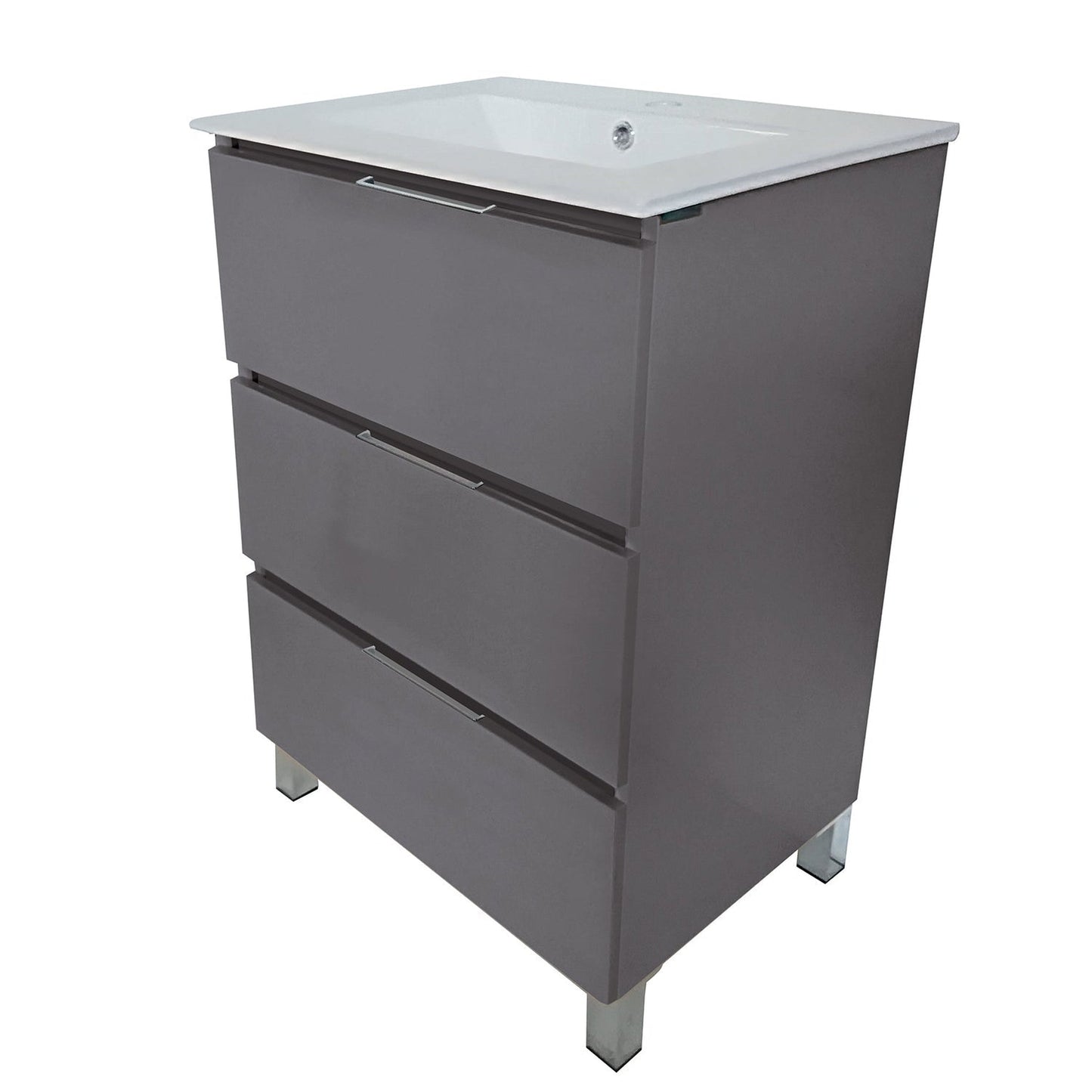Eviva Malmo 24" x 34" Gray Freestanding Bathroom Vanity With White Porcelain Integrated Sink