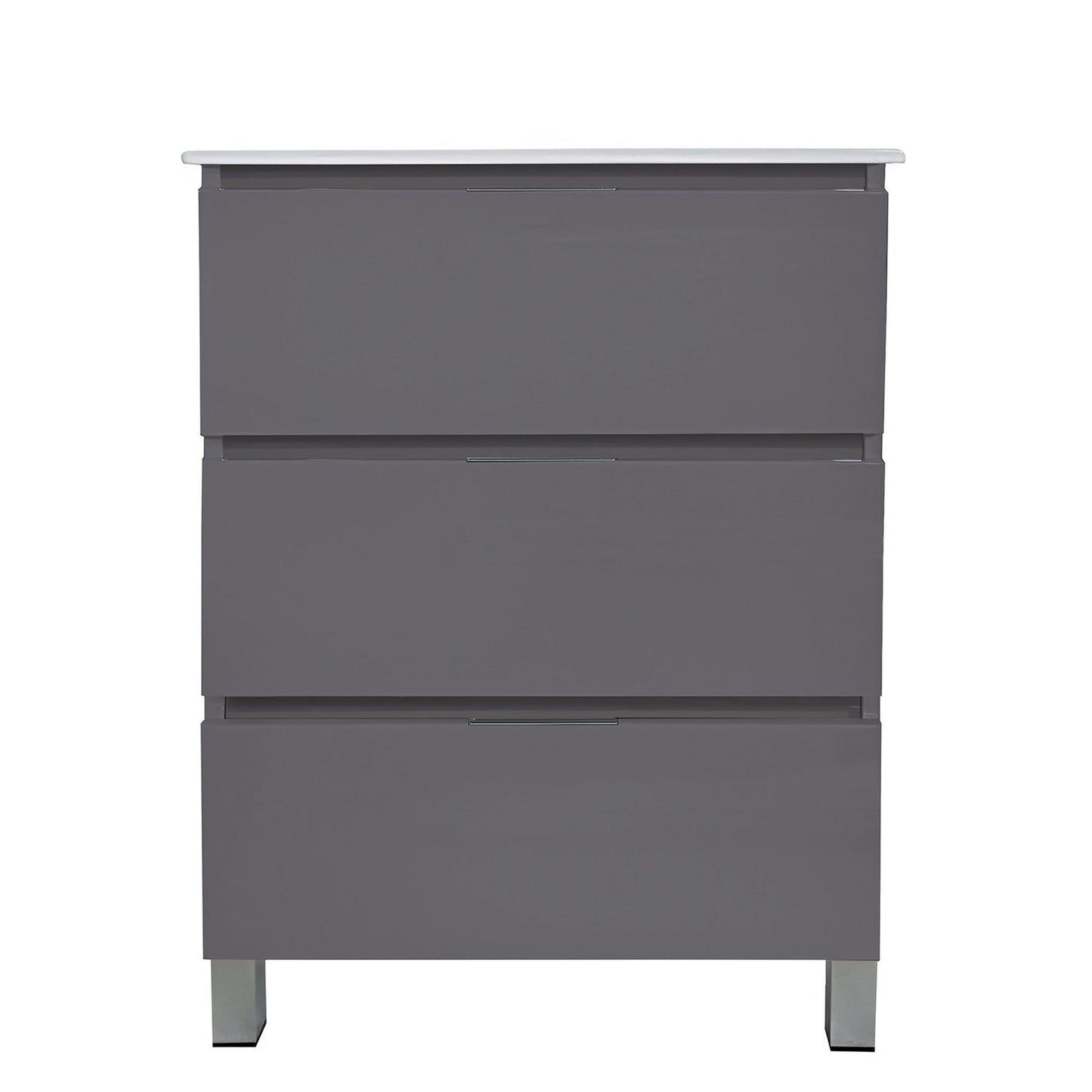 Eviva Malmo 24" x 34" Gray Freestanding Bathroom Vanity With White Porcelain Integrated Sink