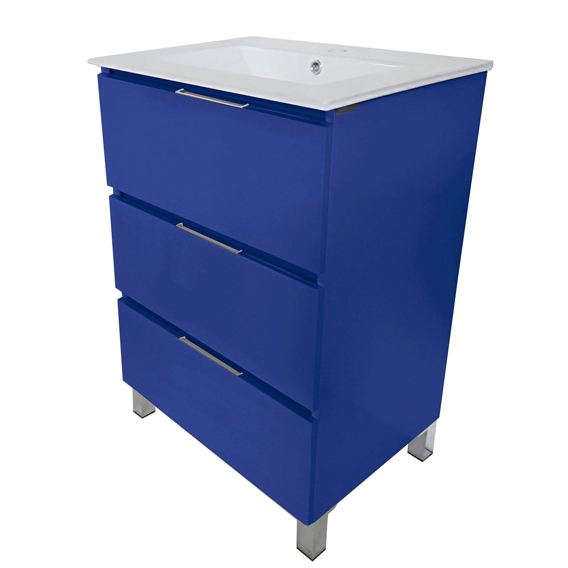 Eviva Malmo 24" x 34" Marino Blue Freestanding Bathroom Vanity With White Porcelain Integrated Sink