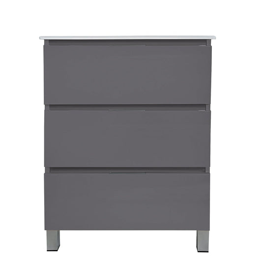 Eviva Malmo 28" x 34" Gray Freestanding Bathroom Vanity With White Porcelain Integrated Sink
