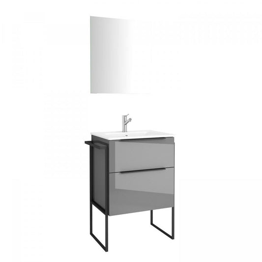 Eviva Marina 24” x 34” Gray Freestanding Bathroom Vanity With White Integrated Porcelain Sink