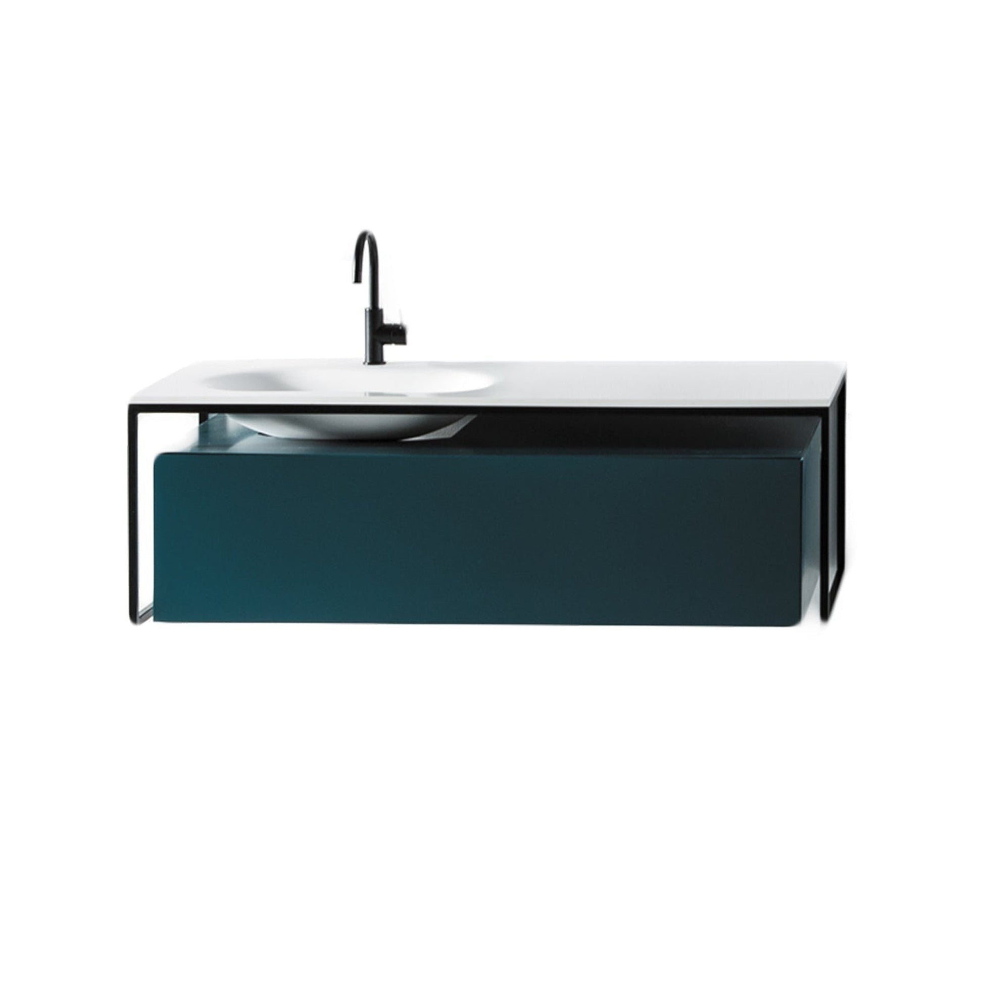 Eviva Modena 51" x 19" Teal Wall-Mounted Bathroom Vanity With White Integrated Solid Surface Countertop