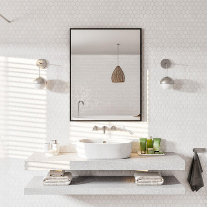 Eviva Modern 24" x 30" Black Framed Wall-Mounted Bathroom Mirror