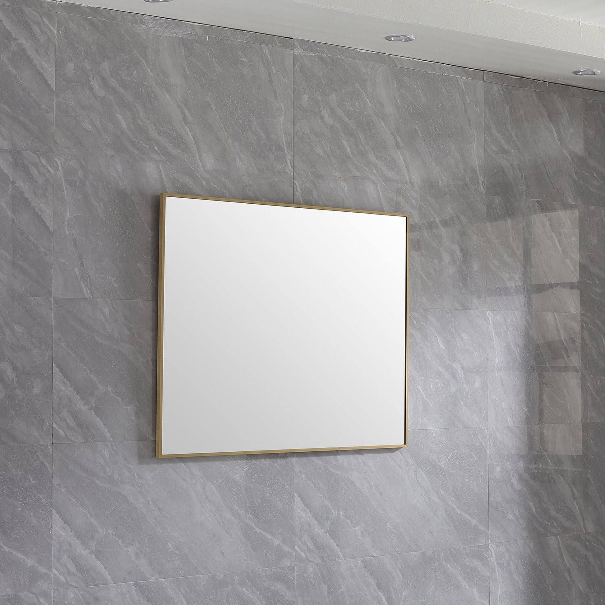 Eviva Modern 36" x 30" Gold Coated Framed Wall-Mounted Bathroom Mirror