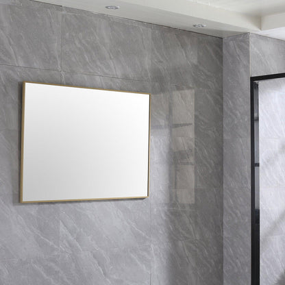 Eviva Modern 42" x 30" Gold Coated Framed Wall-Mounted Bathroom Mirror