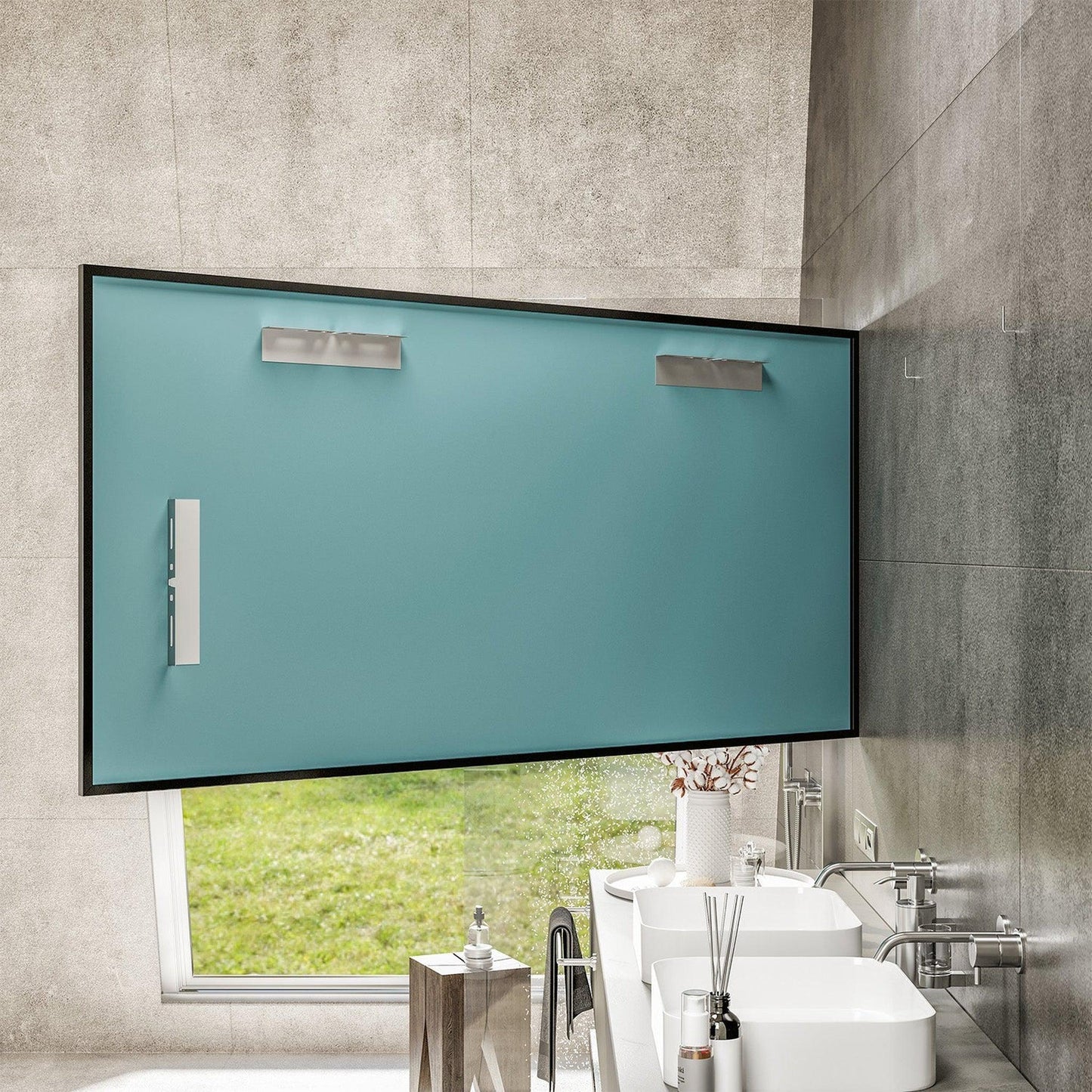 Eviva Modern 60" x 30" Black Framed Bathroom Wall-Mounted Mirror