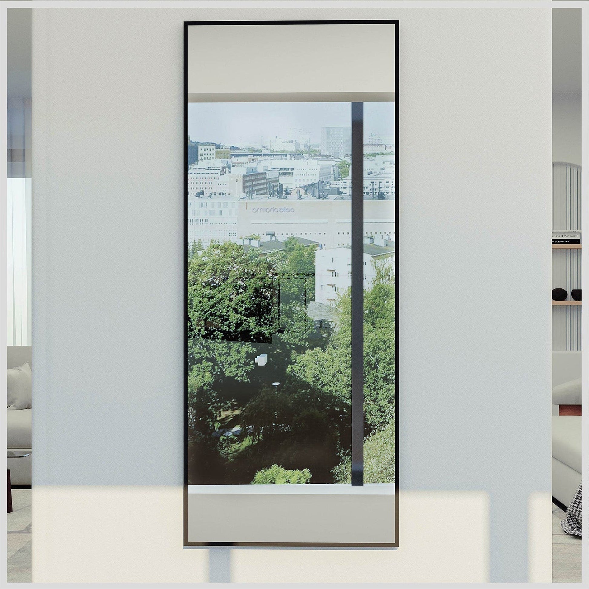 Eviva Modern 72" x 30" Black Framed Bathroom Wall-Mounted Mirror