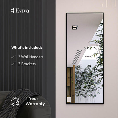 Eviva Modern 72" x 30" Black Framed Bathroom Wall-Mounted Mirror