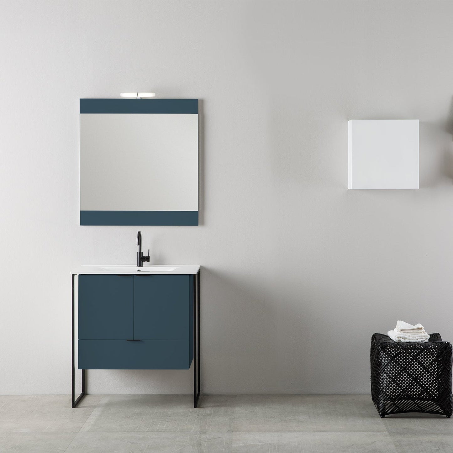 Eviva Moma 24" x 34" Teal Bathroom Vanity With Black Metallic Legs and Single Integrated Sink