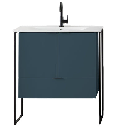 Eviva Moma 24" x 34" Teal Bathroom Vanity With Black Metallic Legs and Single Integrated Sink