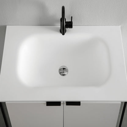 Eviva Moma 32" x 34" White Bathroom Vanity With Black Metallic Legs and Single Integrated Sink