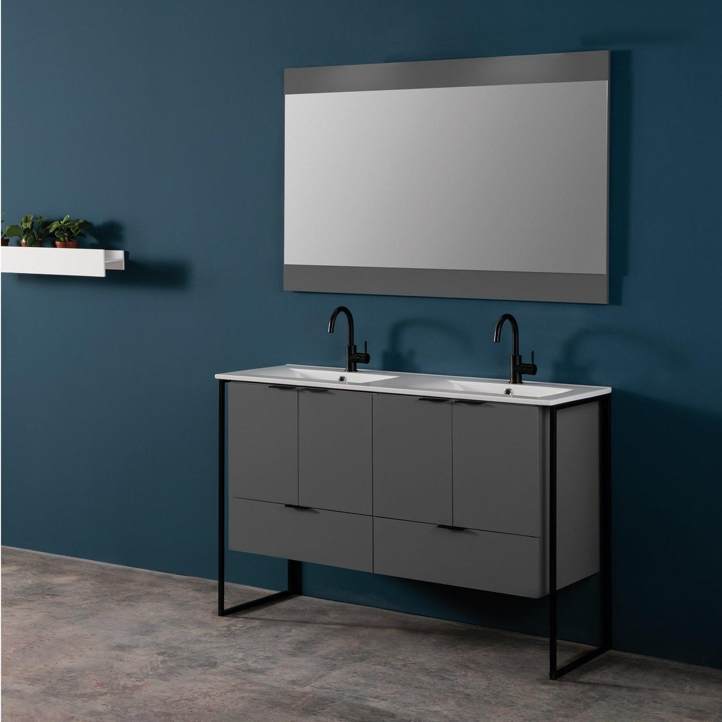 Eviva Moma 48" x 34" Gray Bathroom Vanity With Black Metallic Legs and Double Integrated Sink