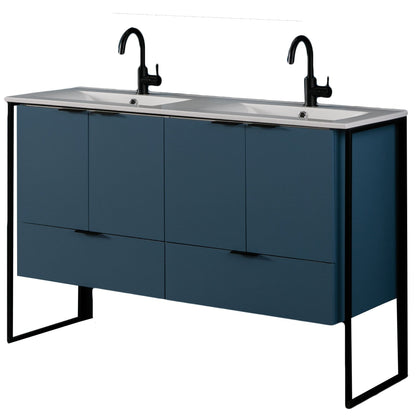 Eviva Moma 48" x 34" Teal Bathroom Vanity With Black Metallic Legs and Double Integrated Sink