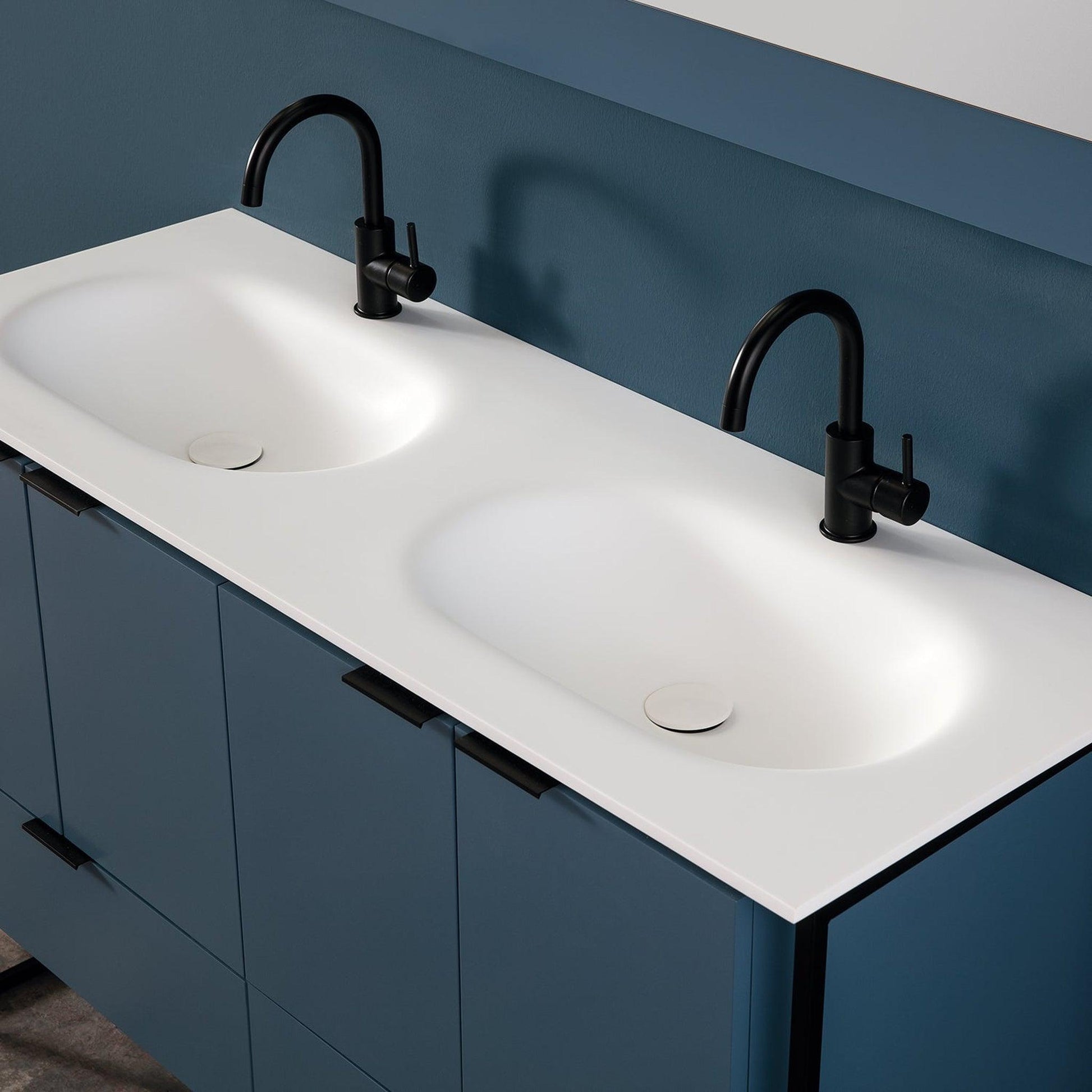 Eviva Moma 48" x 34" Teal Bathroom Vanity With Black Metallic Legs and Double Integrated Sink