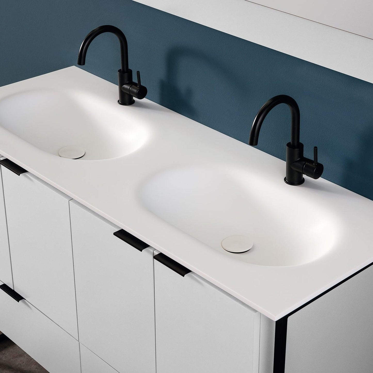 Eviva Moma 48" x 34" White Bathroom Vanity With Black Metallic Legs and Double Integrated Sink