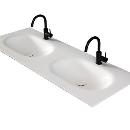 Eviva Moma 48" x 34" White Bathroom Vanity With Black Metallic Legs and Double Integrated Sink