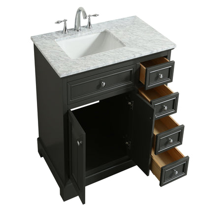 Eviva Monroe 36" x 35" Gray Bathroom Vanity With White Carrara Marble Countertop and Single Undermount Sink