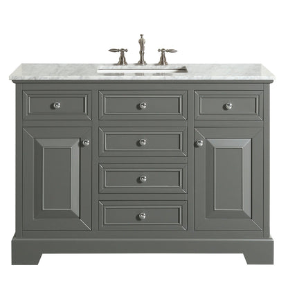 Eviva Monroe 42" x 35" Gray Bathroom Vanity With White Carrara Marble Countertop and Single Undermount Sink