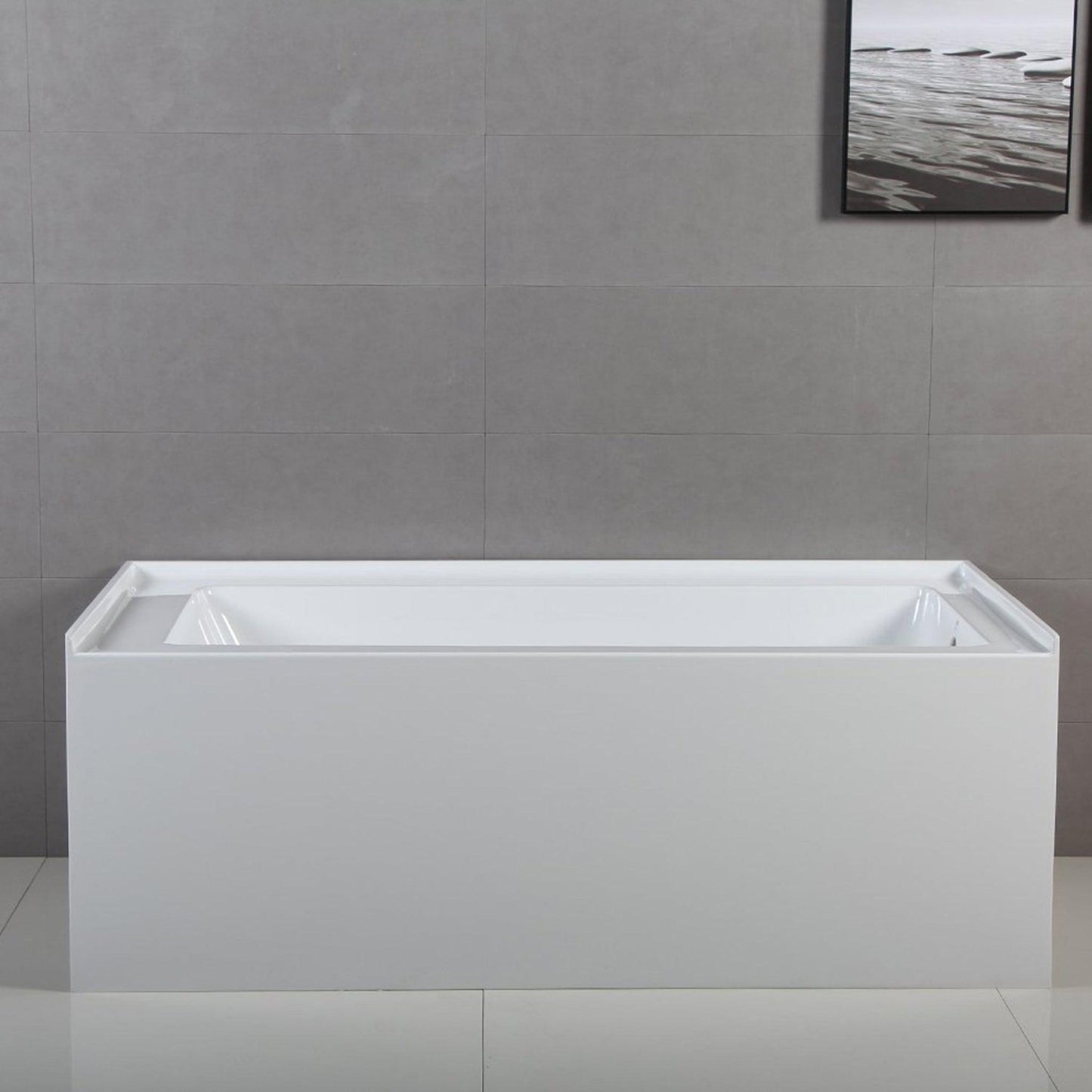 Eviva Nova 60" x 32" Alcove Acrylic Bathtub With Left Hand Drain and Overflow
