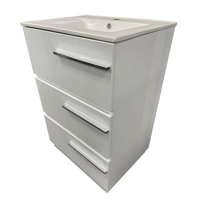 Eviva Oliver 24" x 34" White Freestanding Bathroom Vanity With Skirt and White Integrated Porcelain Sink