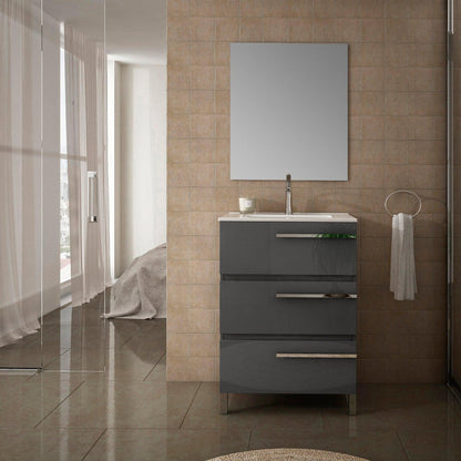 Eviva Olivia 20" x 34" Gray Freestanding Bathroom Vanity With White Porcelain Integrated Sink