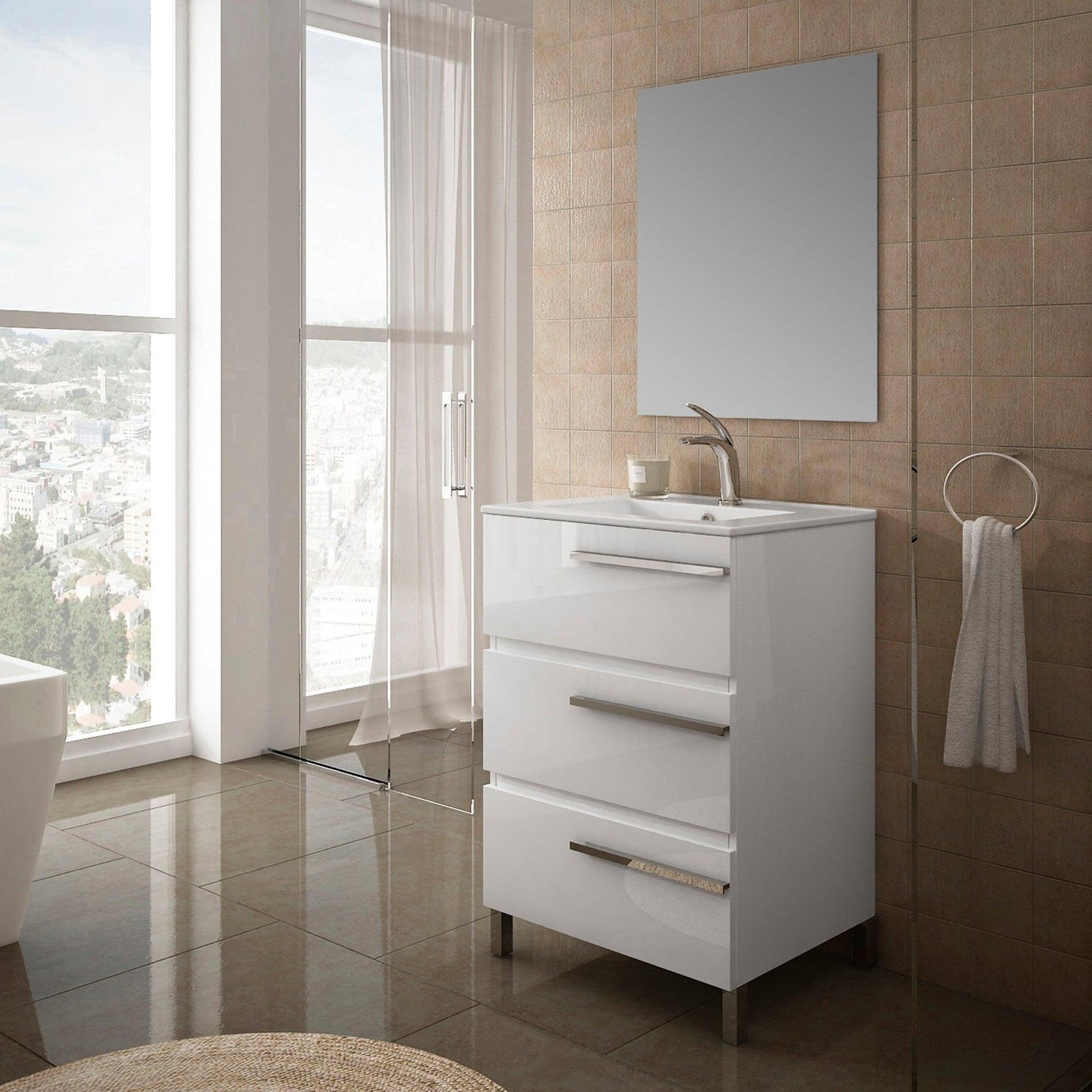Eviva Olivia 20" x 34" White Freestanding Bathroom Vanity With White Porcelain Integrated Sink