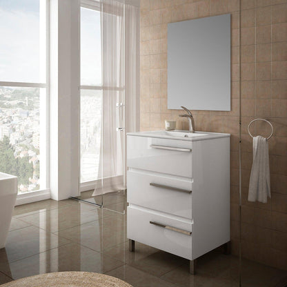 Eviva Olivia 20" x 34" White Freestanding Bathroom Vanity With White Porcelain Integrated Sink